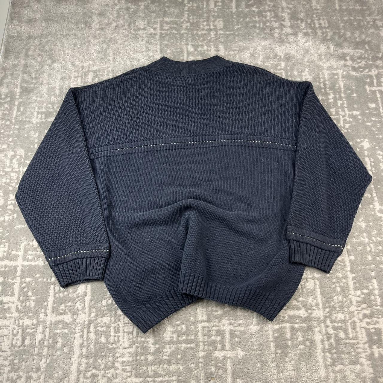 VINTAGE Y2K FILA QUARTER ZIP HEAVY KNITTED JUMPER NAVY