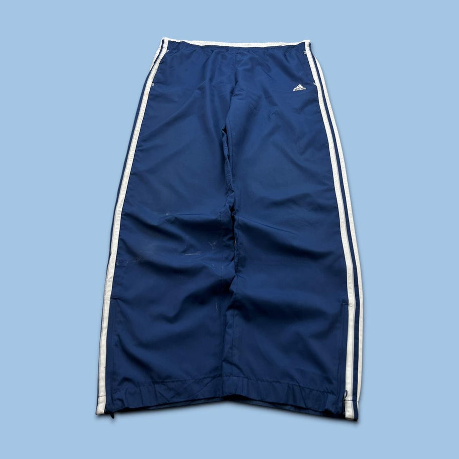 VINTAGE Y2K ADIDAS SIDE STRIPE BAGGY TRACKSUIT BOTTOMS NAVY