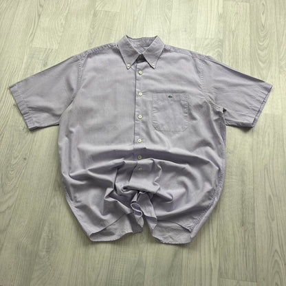 VINTAGE Y2K LACOSTE SHORT SLEEVE BUTTON UP SHIRT LILAC