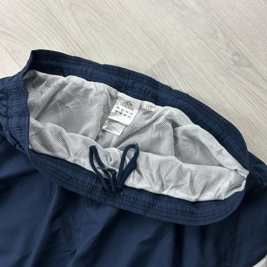 VINTAGE Y2K ADIDAS SIDE STRIPE BAGGY TRACKSUIT BOTTOMS NAVY