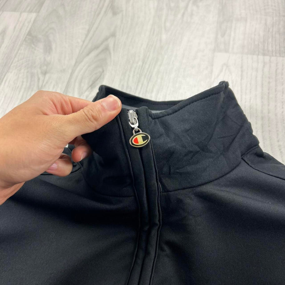 VINTAGE Y2K CHAMPION BOXY ZIP UP TRACK JACKET BLACK