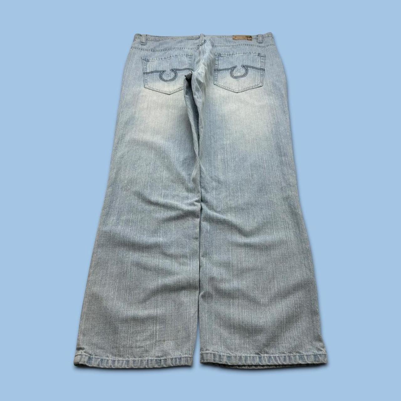VINTAGE Y2K EMBROIDERED BAGGY JEANS BLUE