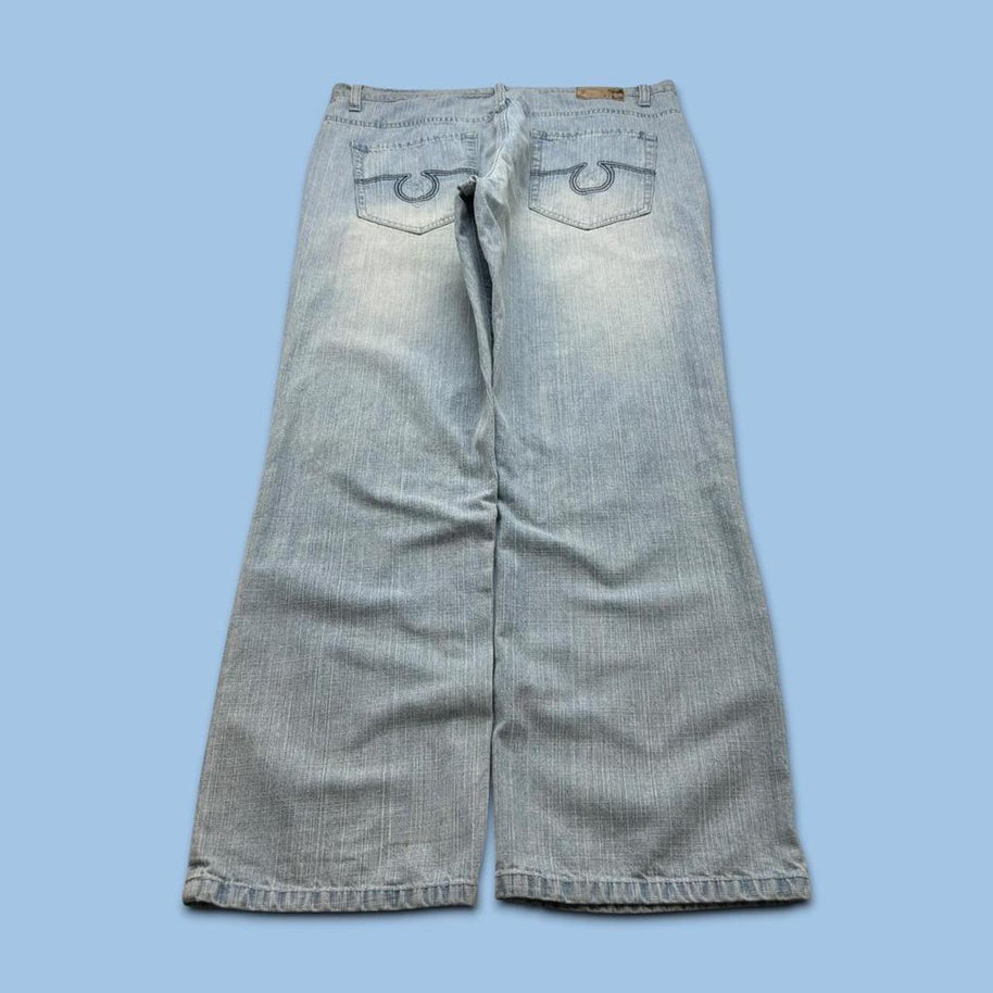 VINTAGE Y2K EMBROIDERED BAGGY JEANS BLUE