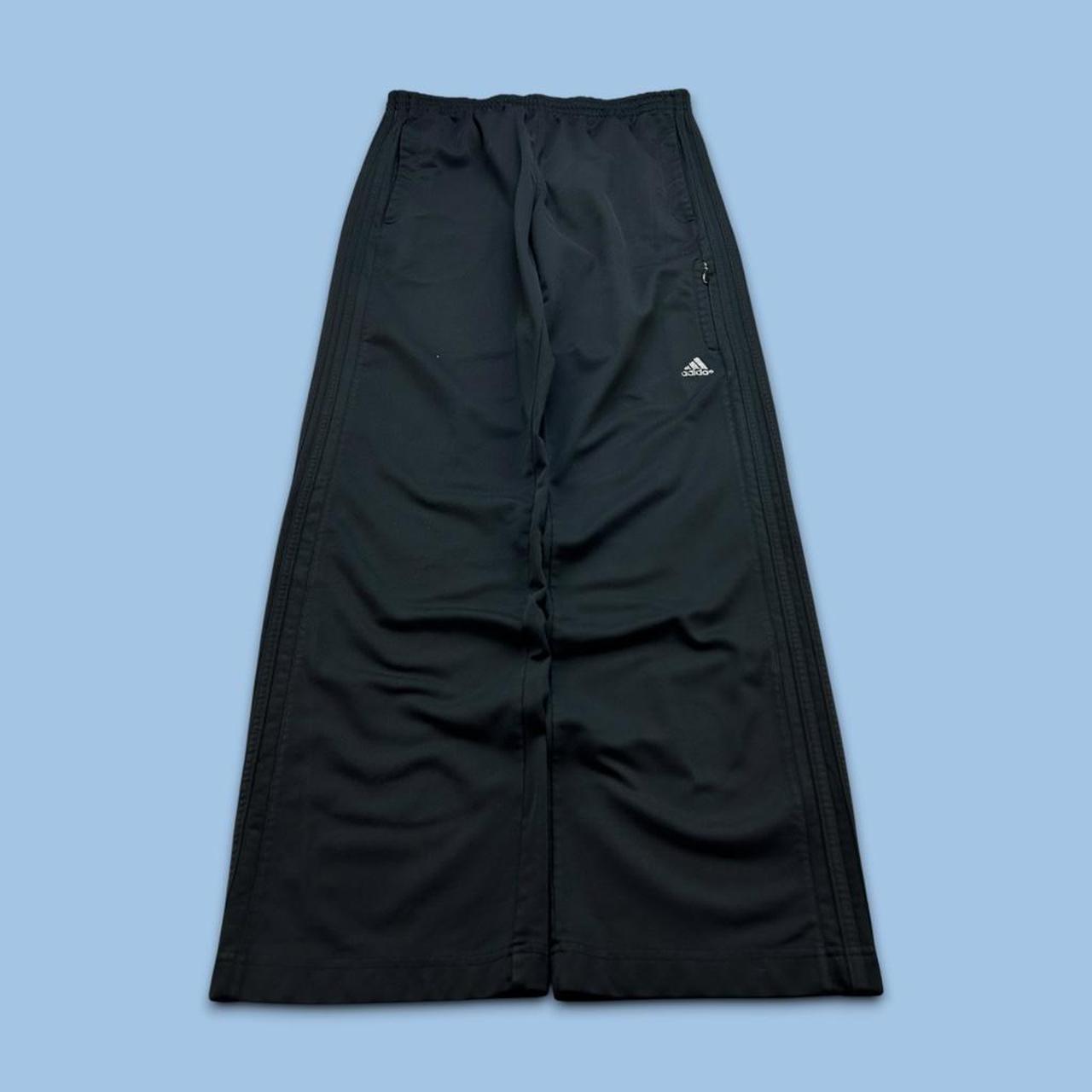 VINTAGE Y2K ADIDAS SIDE STRIPE BAGGY TRACKSUIT BOTTOMS BLACK