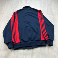 VINTAGE 80s ADIDAS ZIP UP TRACK JACKET NAVY / RED