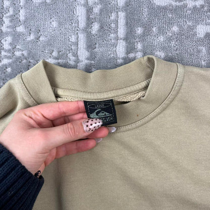 VINTAGE Y2K QUIKSILVER SPELL OUT BOXY SWEATSHIRT BEIGE