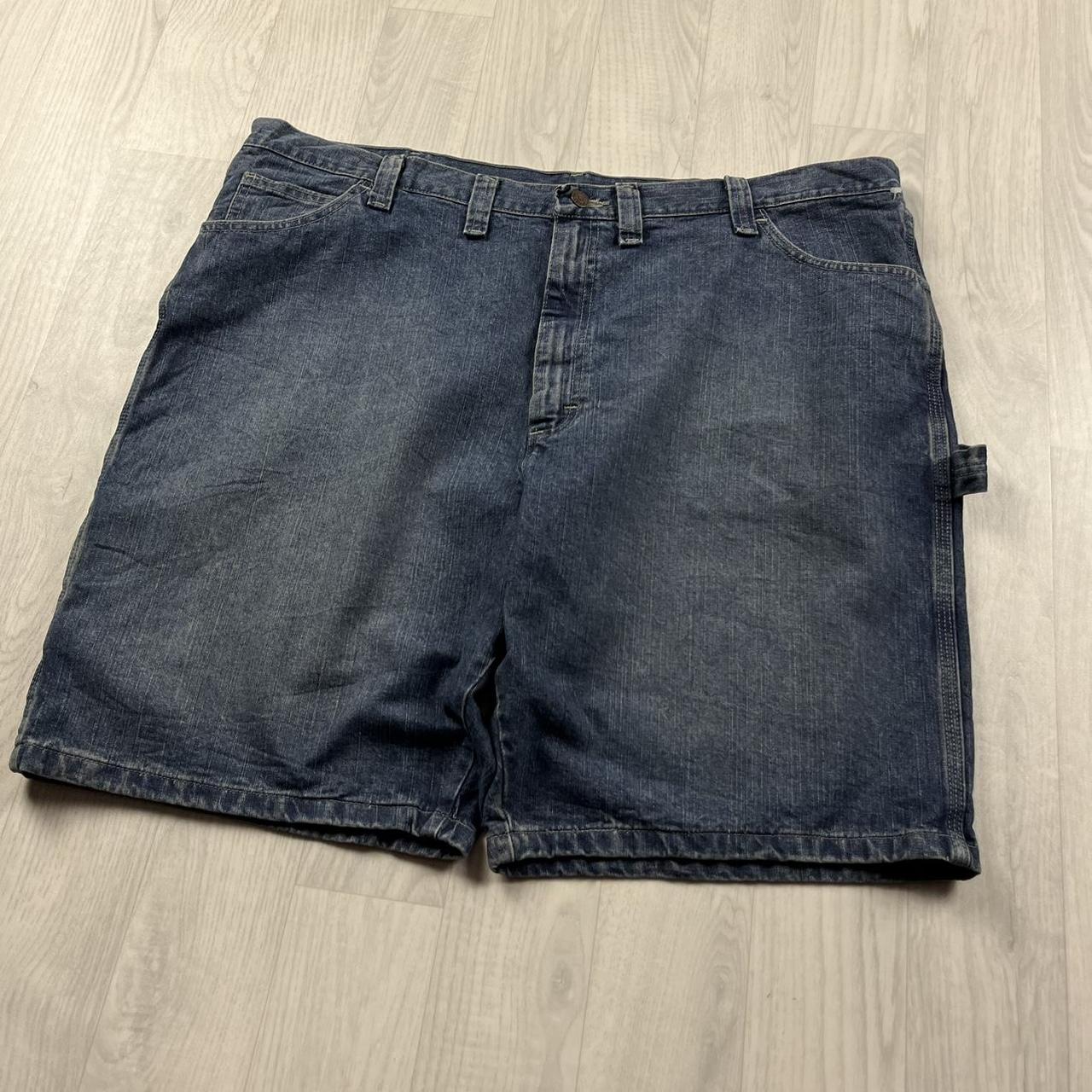 VINTAGE 00s WRANGLER BAGGY LOOSE CARPENTER JORTS BLUE
