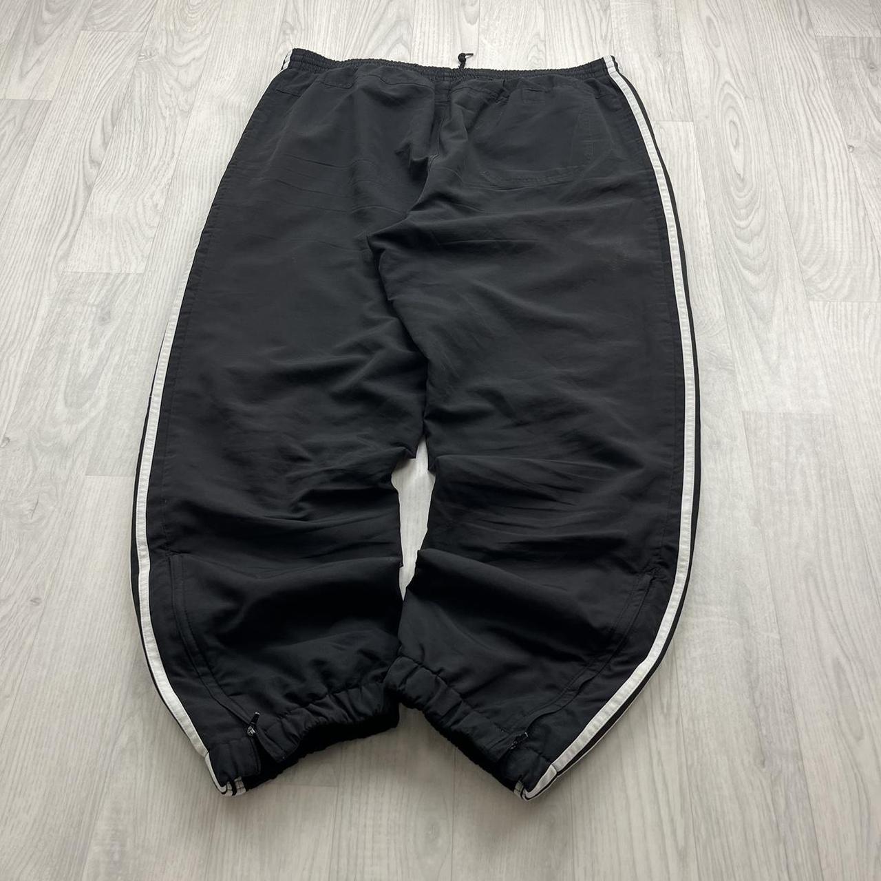 VINTAGE Y2K ADIDAS SIDE STRIPE BAGGY TRACKSUIT BOTTOMS BLACK