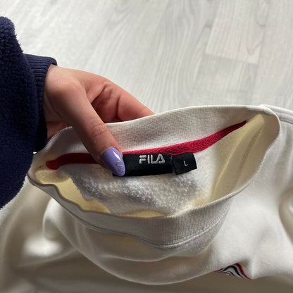 VINTAGE Y2K FILA SPELL OUT SWEATSHIRT WHITE