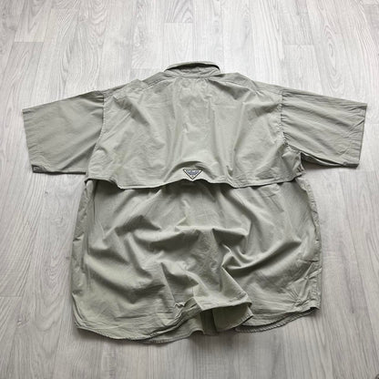 VINTAGE Y2K COLUMBIA UTILITY SHORT SLEEVE SHIRT BEIGE