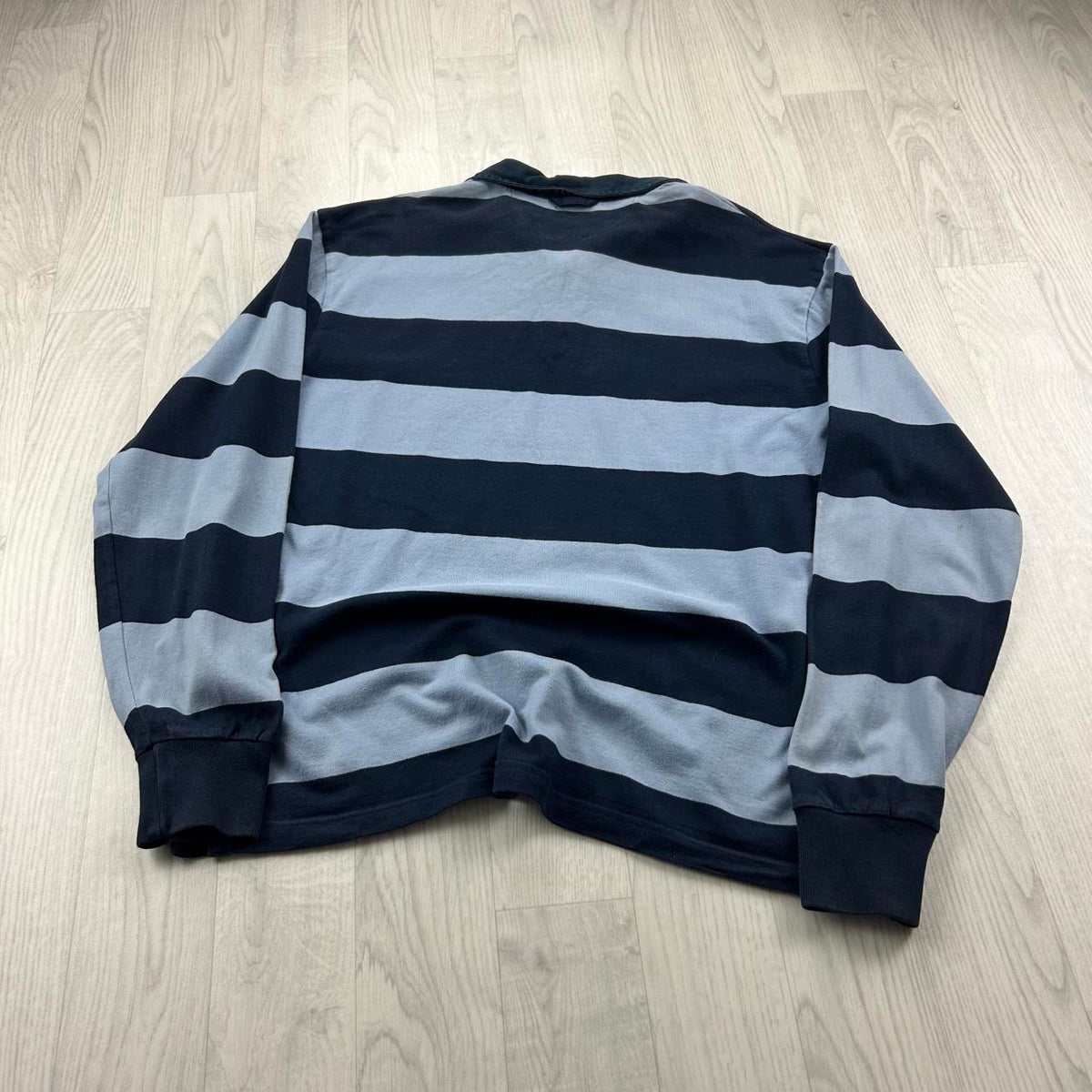 VINTAGE Y2K GANT STRIPED LONG SLEEVE RUGBY POLO SHIRT BLUE / NAVY