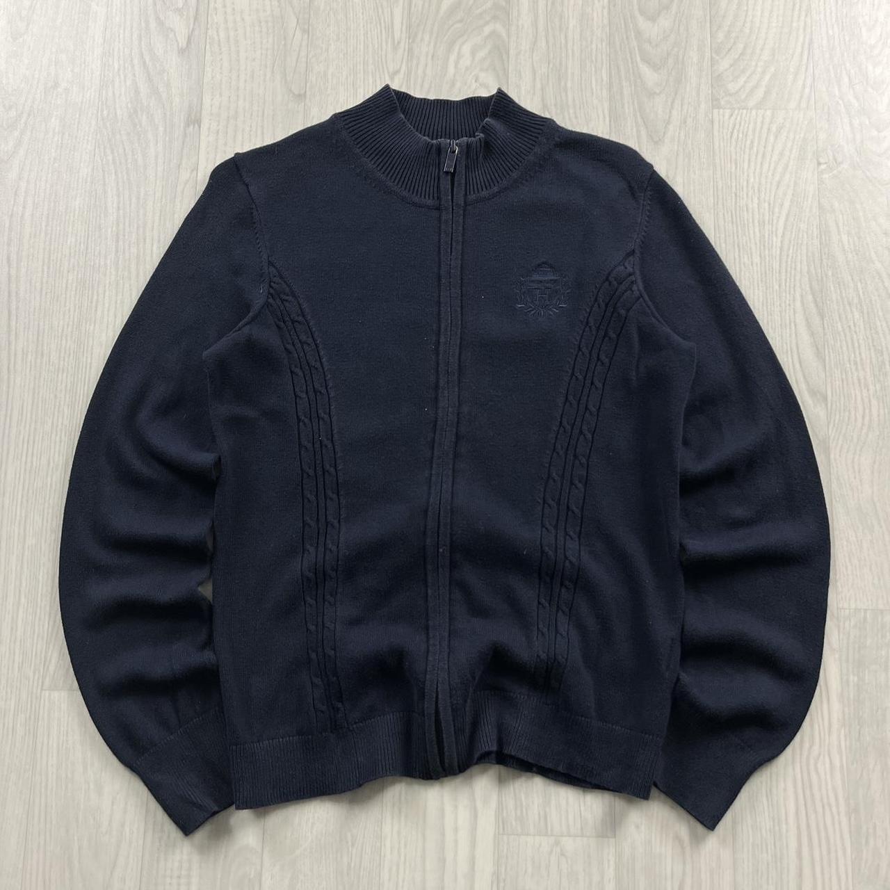 VINTAGE Y2K TOMMY HILFIGER ZIP KNITTED JUMPER NAVY