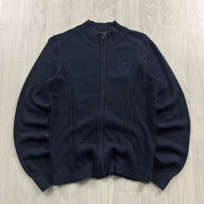 VINTAGE Y2K TOMMY HILFIGER ZIP KNITTED JUMPER NAVY