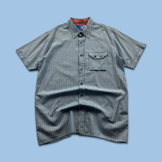VINTAGE ANIMAL CHECKERED SHORT SLEEVE SURF SHIRT BLUE