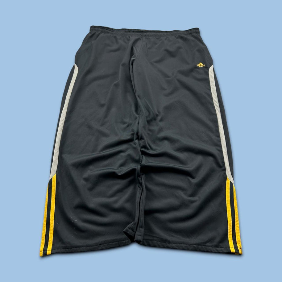 VINTAGE Y2K ADIDAS SIDE STRIPE WIDE LEG TRACKSUIT BOTTOMS CHARCOAL GREY