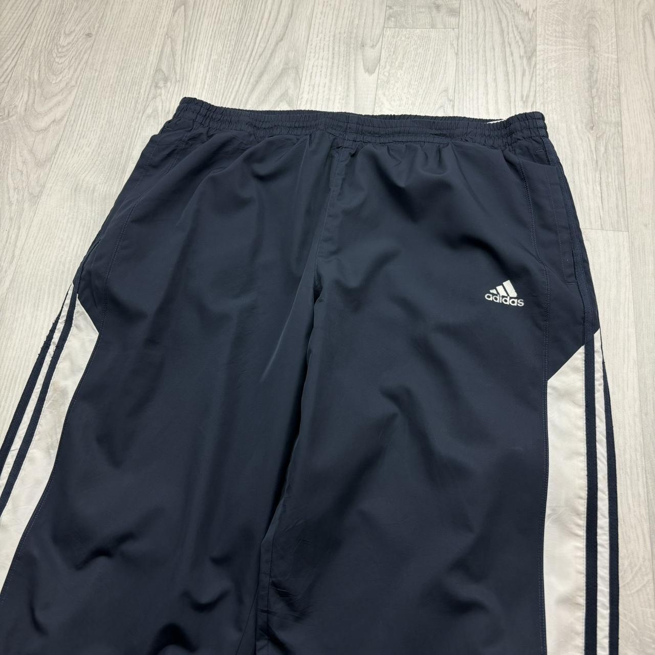 VINTAGE Y2K ADIDAS WIDE LEG TRACKSUIT BOTTOMS NAVY