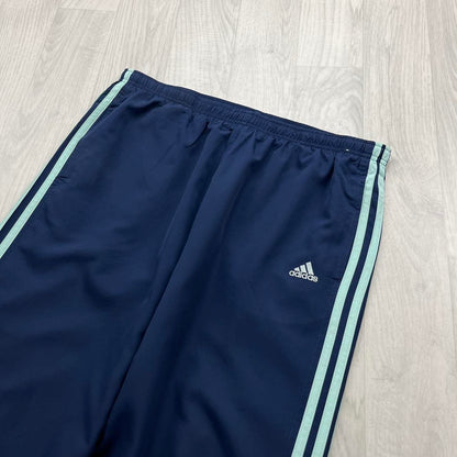 VINTAGE Y2K ADIDAS SIDE STRIPE BAGGY TRACKSUIT BOTTOMS NAVY GREEN (L Ws)