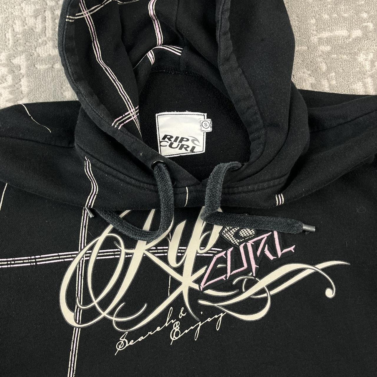 VINTAGE Y2K RIP CURL PLAID GRAPHIC HOODIE BLACK
