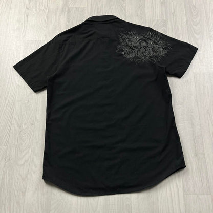 VINTAGE Y2K QUIKSILVER SHORT SLEEVE SHIRT BLACK
