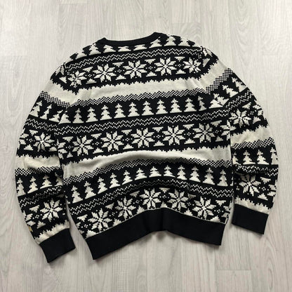 VINTAGE GUINNESS CHUNKY CHRISTMAS KNITTED JUMPER BLACK WHITE