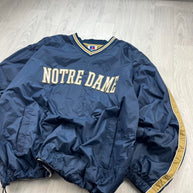 VINTAGE Y2K RUSSELL ATHLETIC NOTRE DAME PULLOVER SHELL JACKET NAVY