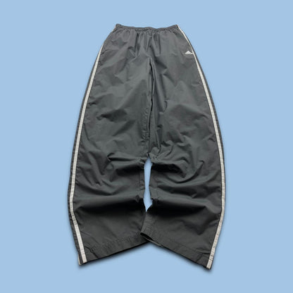 VINTAGE 90s ADIDAS SIDE STRIPE BAGGY TRACKSUIT BOTTOMS GREY