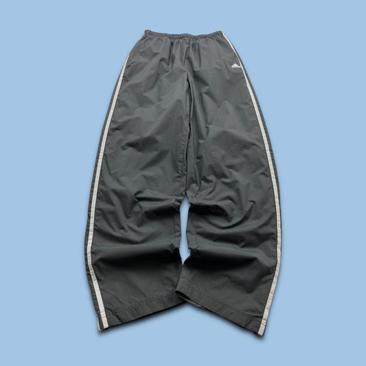 VINTAGE 90s ADIDAS SIDE STRIPE BAGGY TRACKSUIT BOTTOMS GREY