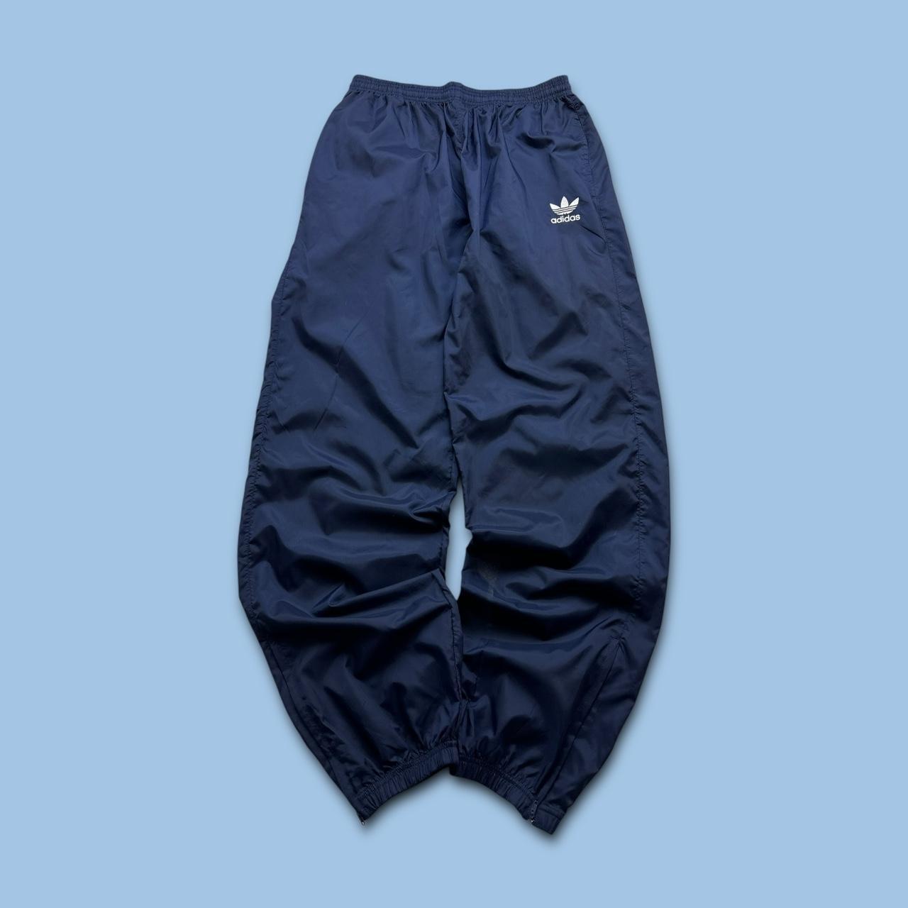 VINTAGE 90s ADIDAS BAGGY TRACKSUIT BOTTOMS NAVY