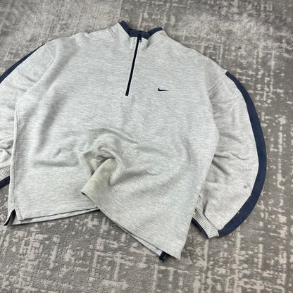 VINTAGE Y2K NIKE QUARTER ZIP SWEATSHIRT GREY
