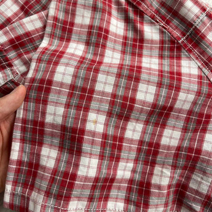 VINTAGE Y2K THE NORTH FACE CHECKERED SHORT SLEEVE BUTTON UP SHIRT RED