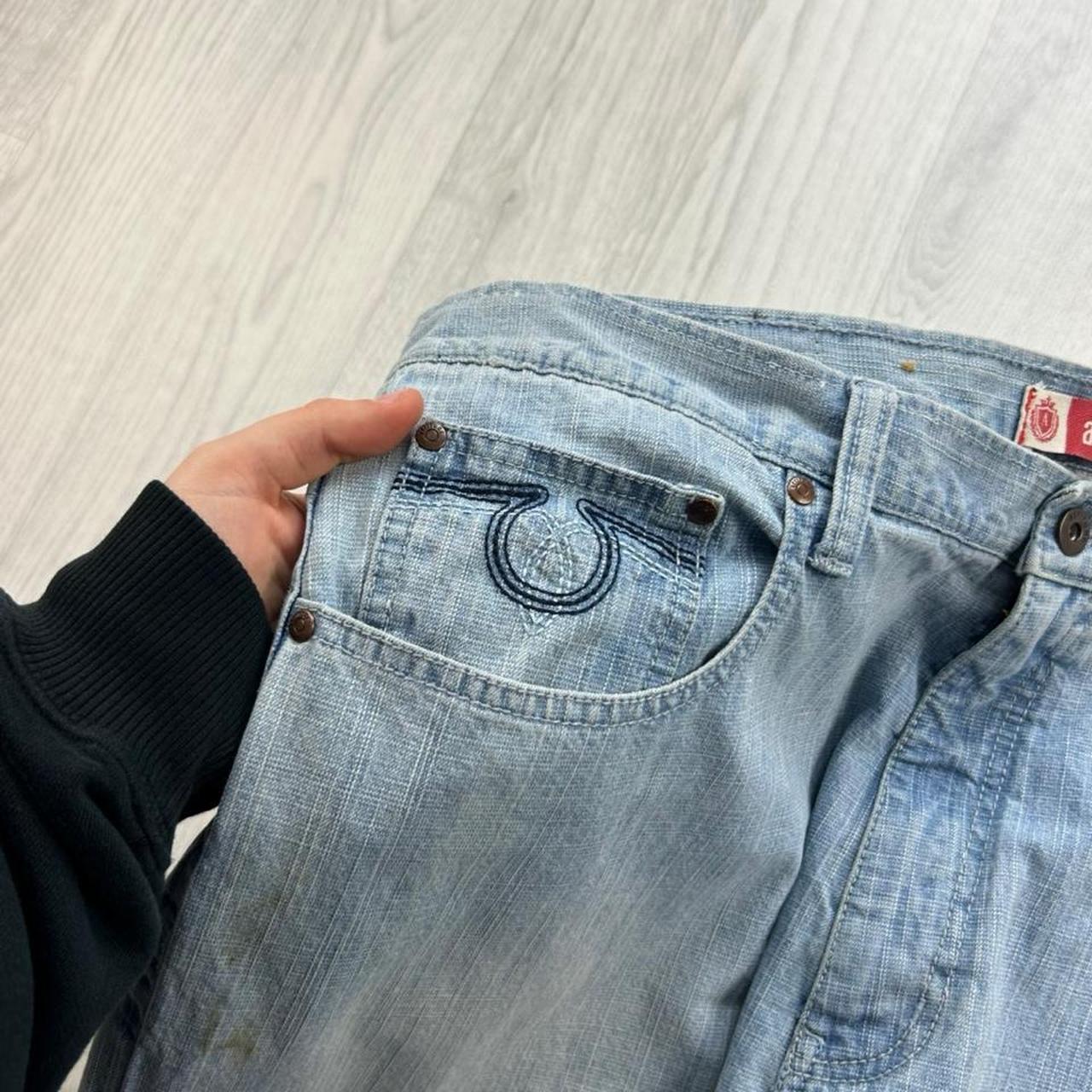 VINTAGE Y2K EMBROIDERED BAGGY JEANS BLUE