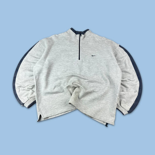 VINTAGE Y2K NIKE QUARTER ZIP SWEATSHIRT GREY