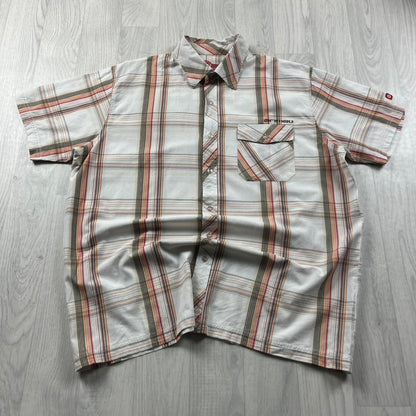 VINTAGE Y2K ANIMAL CHECKERED SHORT SLEEVE SHIRT CREAM MULTI