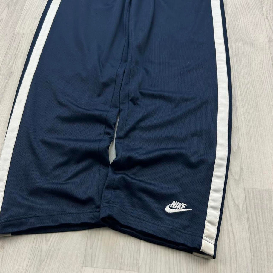 VINTAGE Y2K NIKE BAGGY SIDE STRIPE TRACKSUIT BOTTOMS NAVY