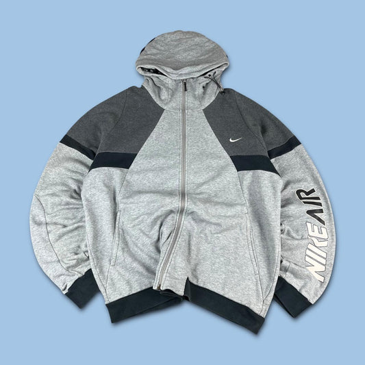 VINTAGE Y2K NIKE AIR ZIP UP CAMO HOOD HOODIE GREY