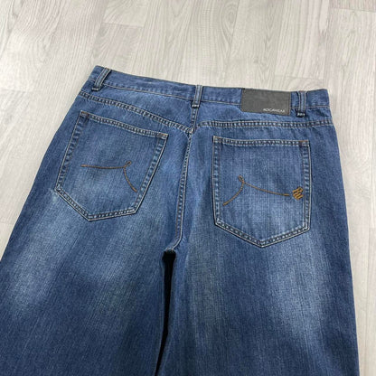 VINTAGE ROCAWEAR BAGGY LOOSE HIP HOP JORTS NAVY BLUE (38w)