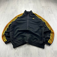 VINTAGE Y2K ADIDAS ESSENTIALS LIGHTWEIGHT TRACK JACKET BLACK / ORANGE