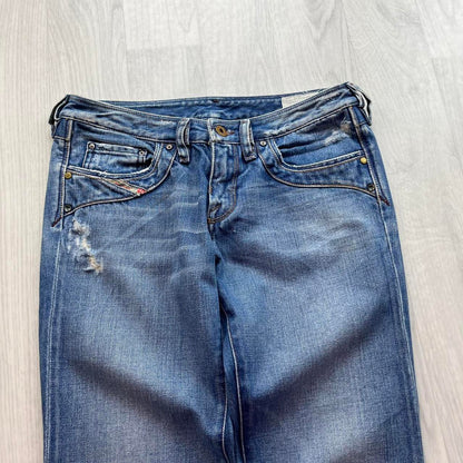 VINTAGE Y2K DIESEL KYCUT LOW RISE EMBROIDERED BOOTCUT JEANS BLUE