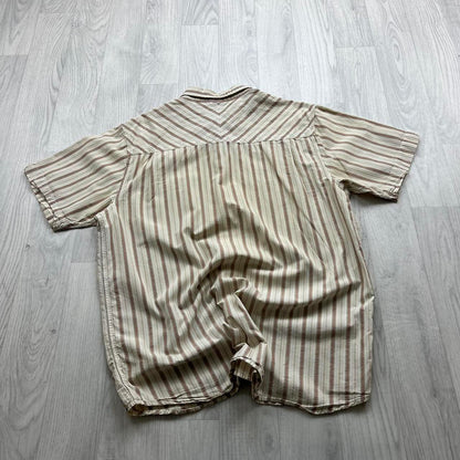 VINTAGE Y2K THE NORTH FACE STRIPED SHORT SLEEVE SHIRT CREAM