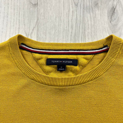 VINTAGE Y2K TOMMY HILFIGER FLAG KNITTED JUMPER YELLOW (M)