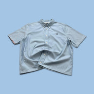 VINTAGE 00s FRED PERRY PLAIN CROPPED SHORT SLEEVE BUTTON UP SHIRT SKY BLUE