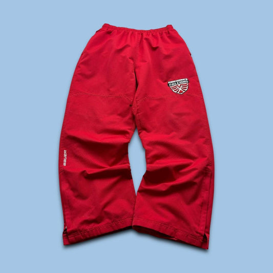 VINTAGE Y2K BAUER BAGGY TRACKSUIT BOTTOMS RED