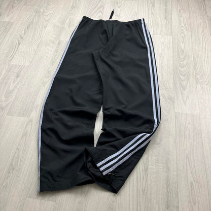 VINTAGE Y2K ADIDAS LOW RISE SIDE STRIPE BAGGY TRACKSUIT BOTTOMS BLACK LILAC (S Ws)