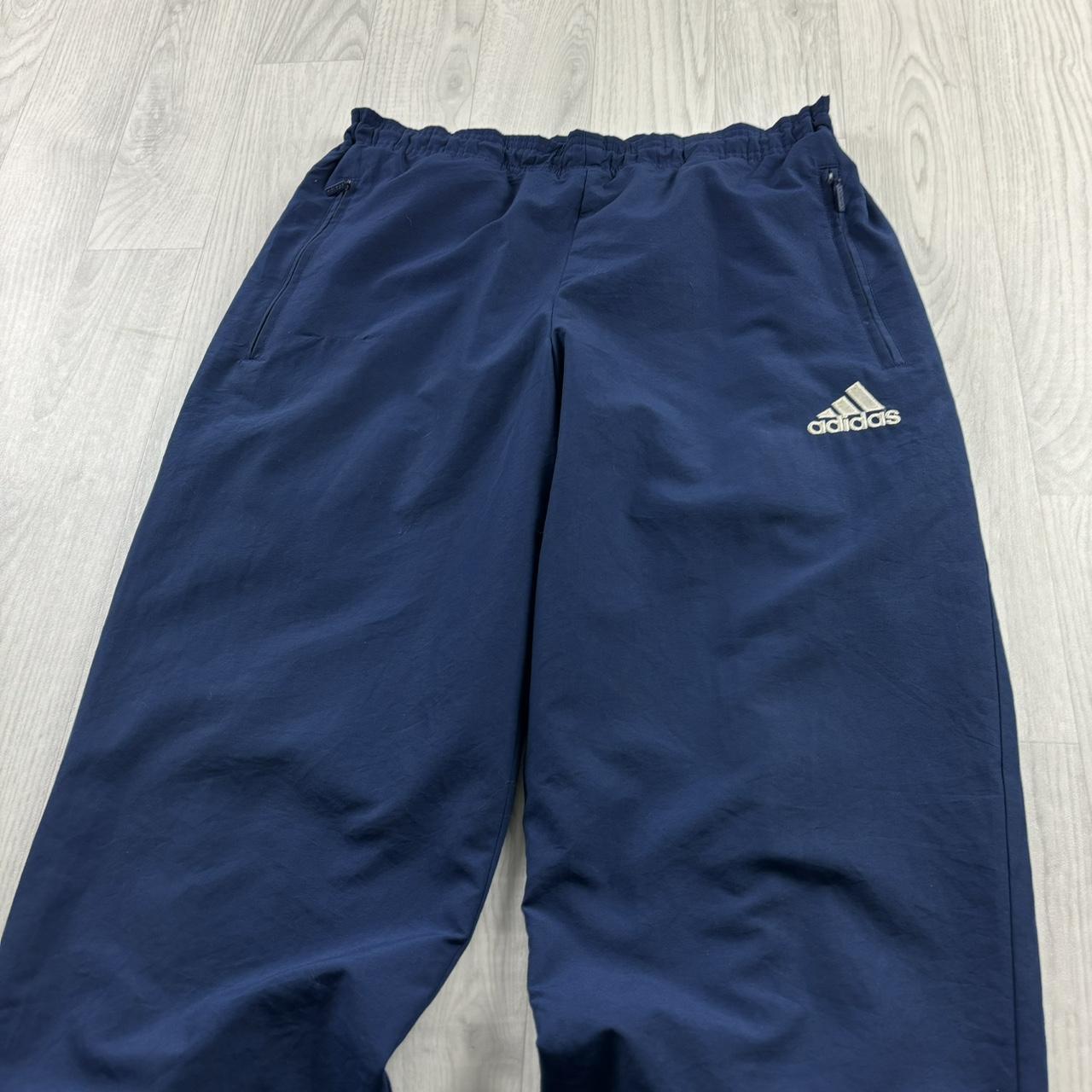 VINTAGE Y2K ADIDAS BAGGY STRAIGHT LEG TRACKSUIT BOTTOMS NAVY BLUE