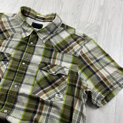 VINTAGE Y2K OAKLEY CHECKERED SHORT SLEEVE SHIRT GREEN