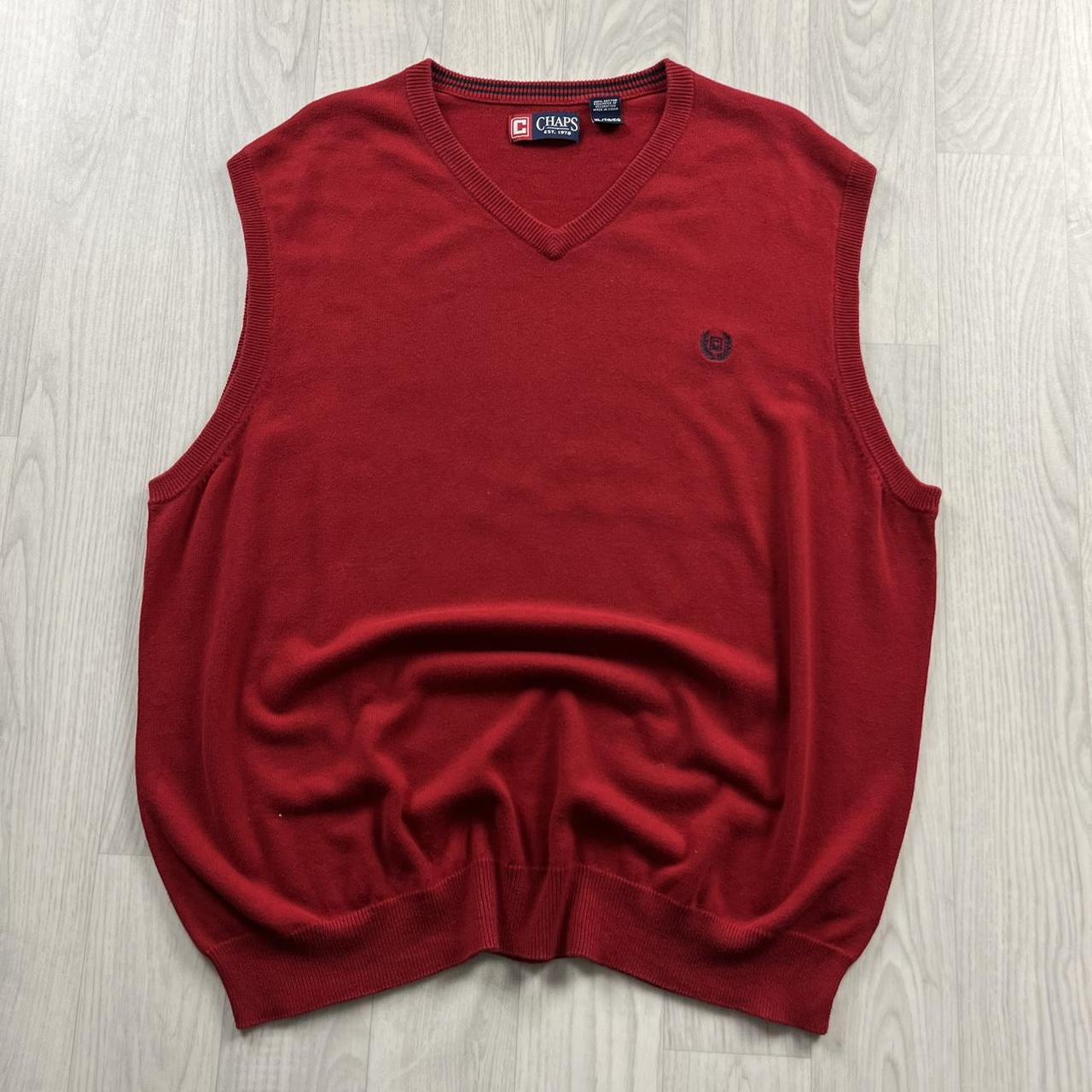 VINTAGE Y2K CHAPS KNITTED SWEATER VEST RED