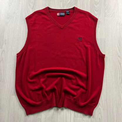 VINTAGE Y2K CHAPS KNITTED SWEATER VEST RED