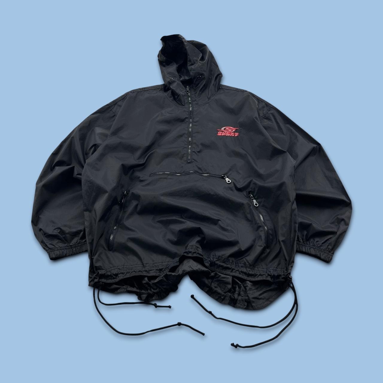 VINTAGE 90s GUESS SPORT LIGHTWEIGHT PULLOVER JACKET BLACK