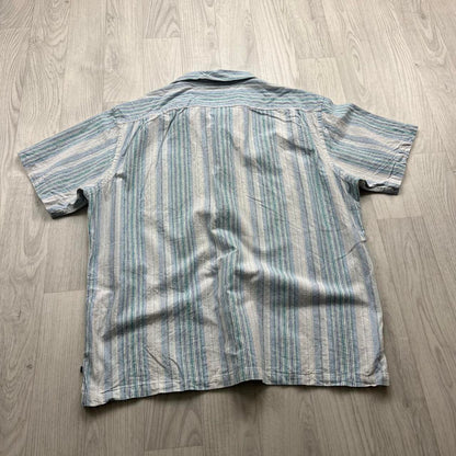 VINTAGE Y2K GAP STRIPED SHORT SLEEVE SHIRT WHITE / BLUE