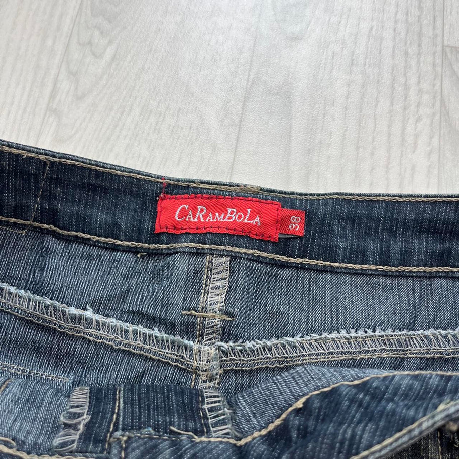 VINTAGE Y2K LOW RISE UTILITY DENIM MINI SKIRT BLUE WASH
